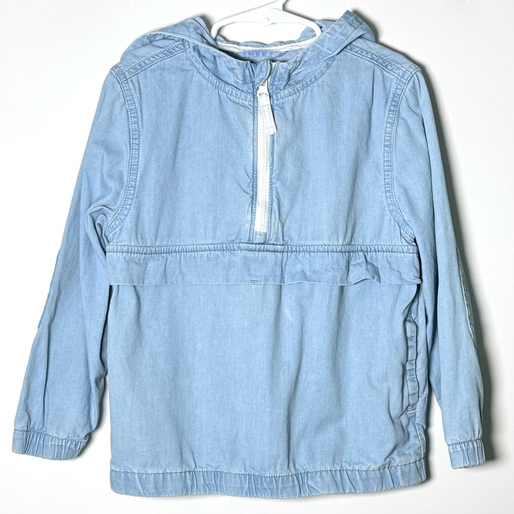 Cat & Jack Half Zip, Hooded, Pullover. Light Wash. XS (4/5)